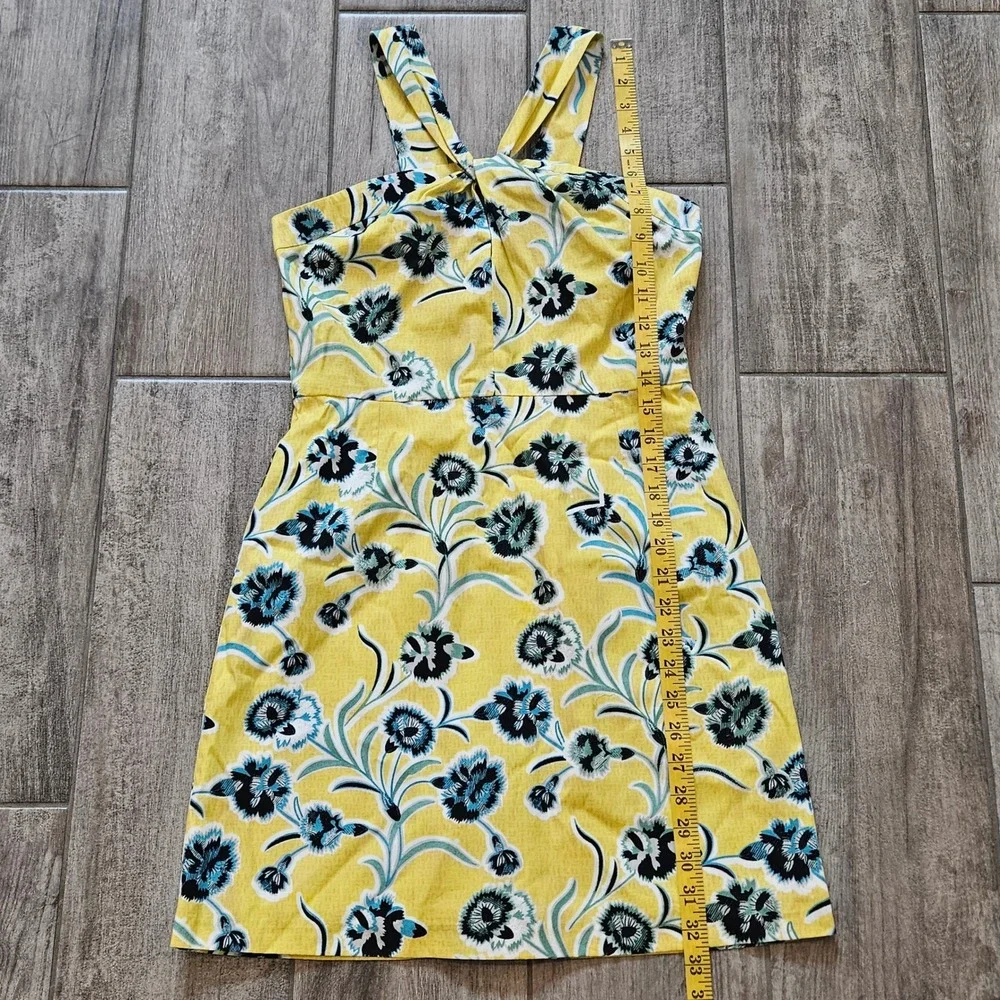 Topshop Mini Dress Size 6 Yellow NEW Floral Halter Cross Front Sundress Mod 60s